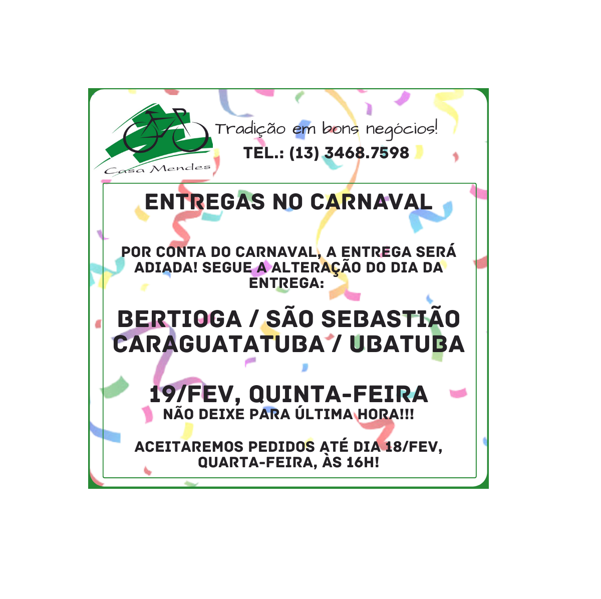 PROGRAMAÇÃO CARNAVAL!!!